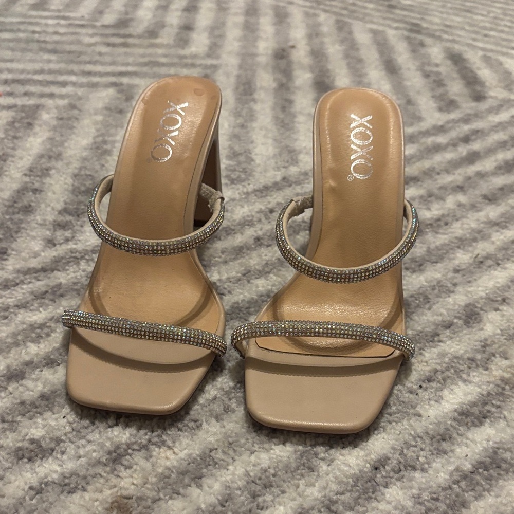 XOXO Beige Strappy Heels